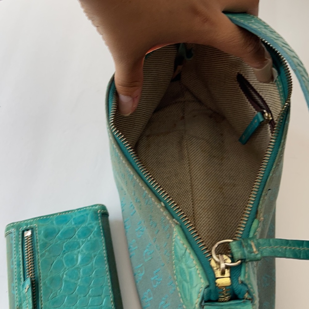 Women’s Dooney Bourke shoulder bag leather teal - Picture 6 of 9